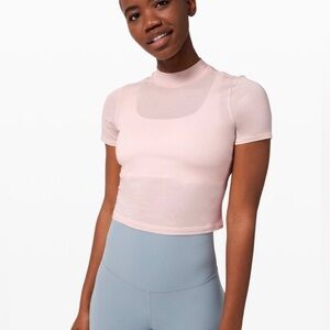 Lululemon Kitsilano Mock Neck Cropped Tee Light Pink Size 10